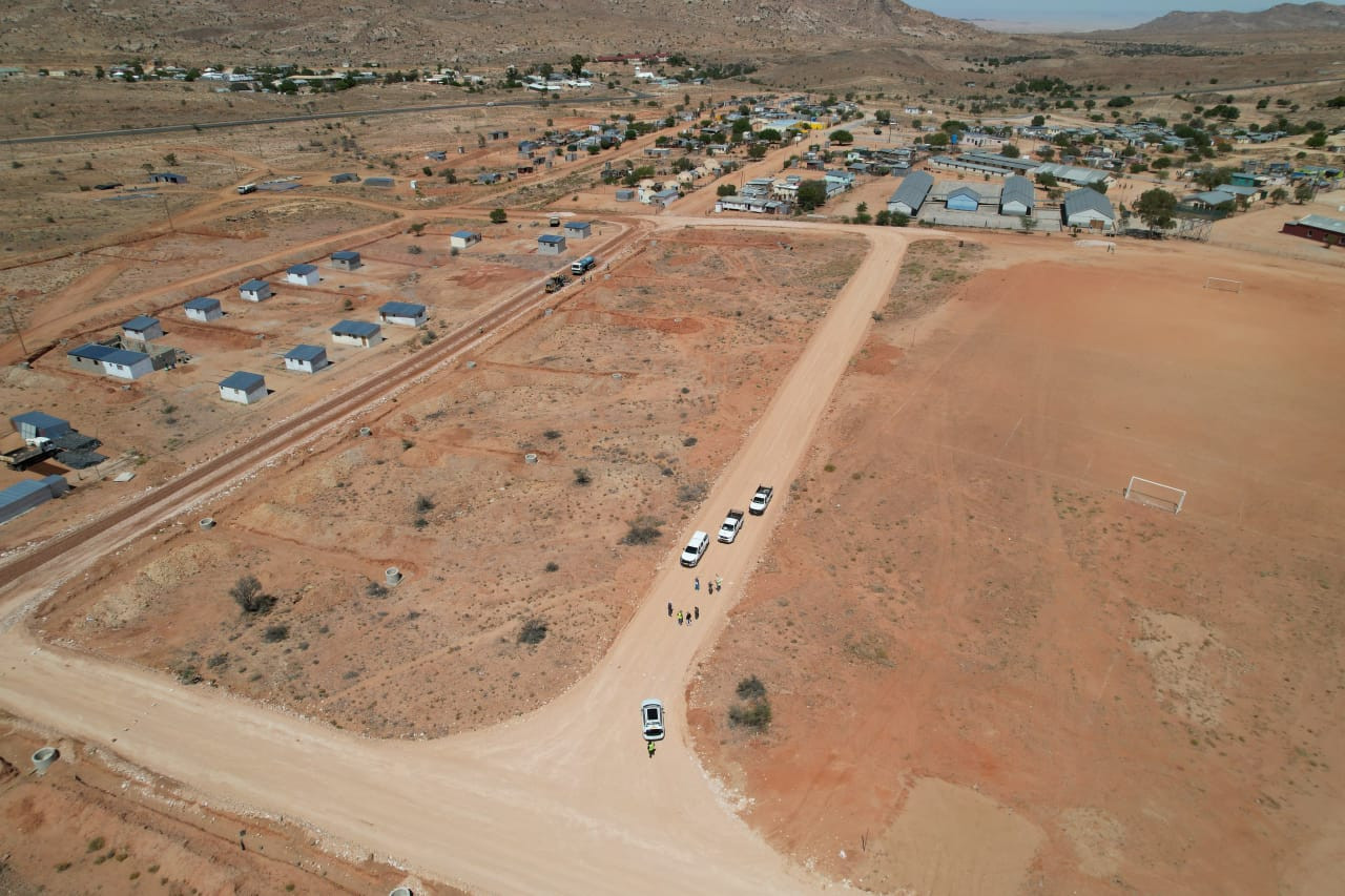 Aerial view of the Aus town services upgrade