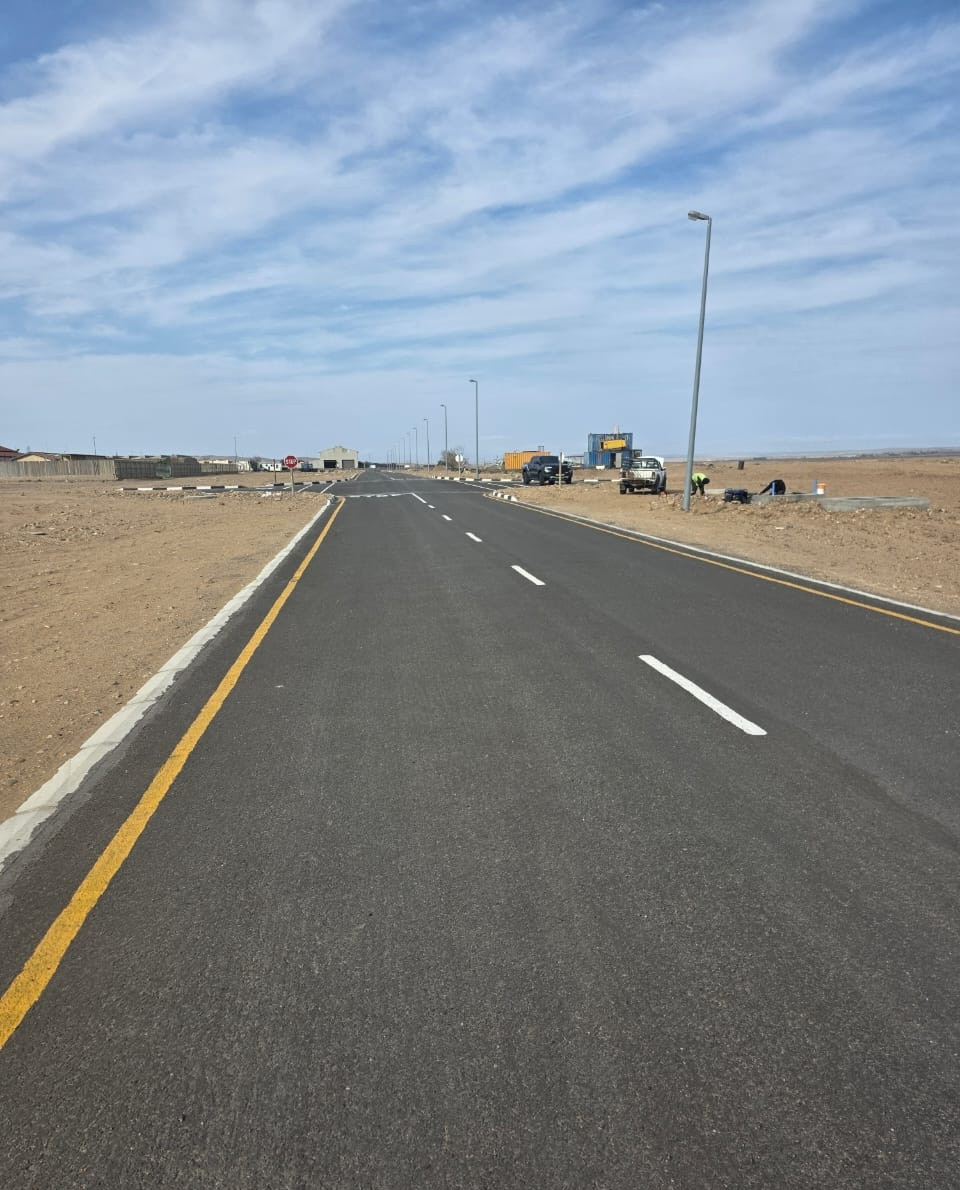 Completed bitumen road at Oranjemund Extension 6